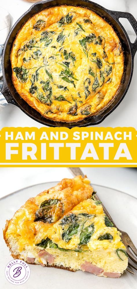 Ham Spinach Cheese Frittata, Ham Spinach Mushroom Frittata, Ham And Cheese Frittata Easy, Egg Spinach Casserole Recipes, Ham And Mushrooms Recipes, Ham And Spinach Frittata, Ham And Egg Frittata, Fritata Recipe Ham And Cheese, Egg And Ham Casserole Recipes