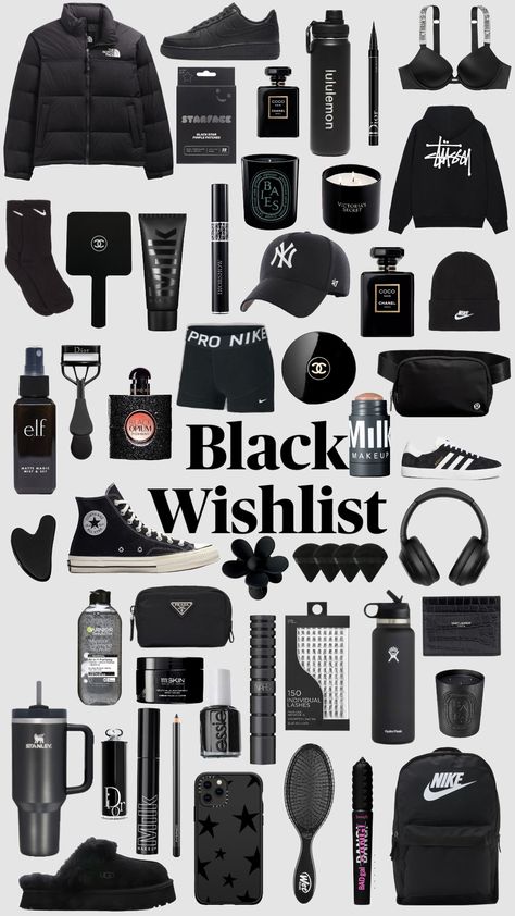 #black#inspo#wishlist Matte Black Accessories, Theme Baskets, Care Basket, Baskets For Men, Creative Wedding Gifts, Best Boyfriend Gifts, Inside My Bag, Themed Gift Baskets, Bf Gifts