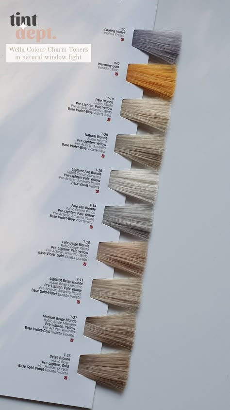 Different Blonde Toners, Wella Blonde Toner Shades, Wells Toner Chart, Wella Formulas Blondes, Wella Color Formulas, Wella Color Formulas Blondes, Wella Toner Chart Before And After, Blonde Toner Shades, Wella Toner Chart