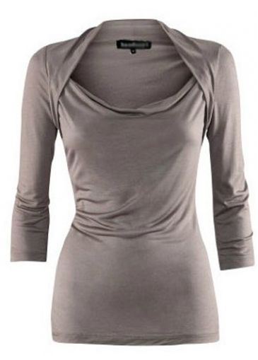 Grey Shrug, Dusky Summer, Casual Blouse Shirts, Work Shirt, Jersey Top, Casual Blouse, Quarter Sleeve, Cowl Neck, Stylish Women