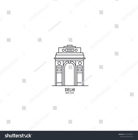 India Gate Drawing Easy, India Gate Drawing, Delhi Drawing, Delhi Art, Notice Board Ideas, Delhi City, Yarn Crafts For Kids, Triumphal Arch, Art Vector Illustration