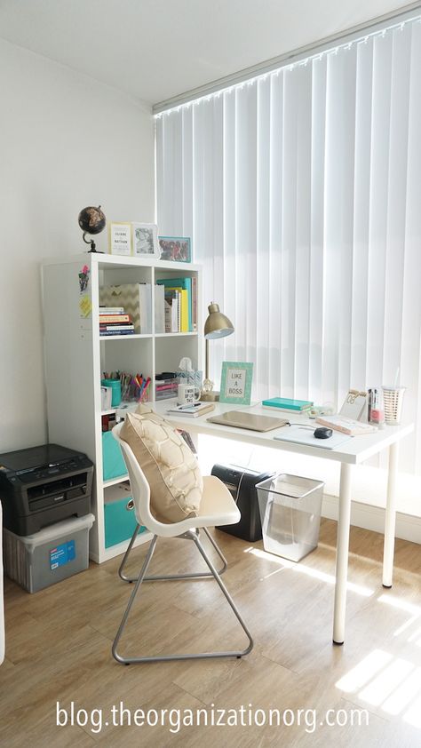 Kallax Workstation, Kallax Kids Room, Hidden Office, Porch Update, Office Bedroom Ideas, Kallax Hack, Small Computer Desk, Shared Office Space, Office Playroom