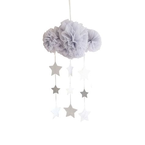 Tulle Cloud Mobile, Mist & Silver Sky Nursery, Gender Neutral Baby Nursery, Cloud Mobile, Star Mobile, Star Cloud, Dream Baby, Pink Clouds, Nursery Neutral, Silver Stars