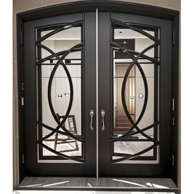 Revitalizing your front door is a great way to increase curb appeal and add new life to your home. The finest hand-forged iron entry doors provide an exquisite entrance and timeless look. Whether you prefer sleek and modern or something more ornate, design to suit all tastes. | Custom Iron Door Pros Zeus Double Doors 81.0 x 72.0 x 2.0 in | DRAT1049 | Wayfair Canada Wrought Iron Double Doors Front Entry, Double Door Front Door, Sliding Barn Door Closet, Increase Curb Appeal, Double Front Entry Doors, Wrought Iron Front Door, Metal Front Door, Iron Front Door, Iron Entry Doors