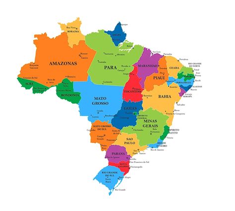 States of Brazil Map America Outline, Brazil Facts, Time Zone Map, Brazil Map, Tropic Of Capricorn, South America Map, Everglades Florida, Satellite Maps, South American Countries