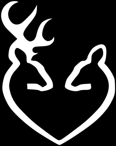 Deer & Doe Heart decal   Available in camo vinyl by wallscripted Cat Pumpkin Stencil, Browning Symbol, Deer Stencil, Deer Heart, Deer Sticker, Deer Heads, Browning Deer, Stencil Logo, Country Backgrounds