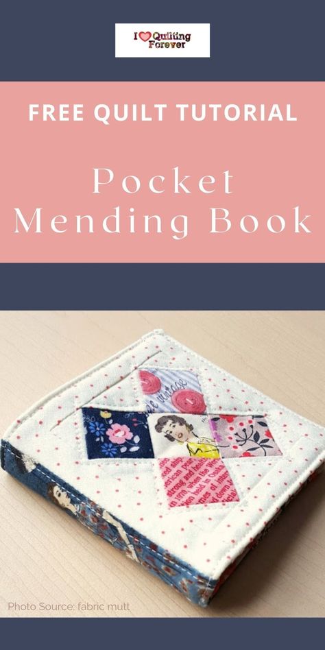 Get your Free Pocket Mending Book Quilt Tutorial here. 500+ Free Quilt Patterns for Beginner & Expert. All Quilters can get inspired! Quilt For Beginners, Beginner Quilting Projects, Free Quilt Tutorials, Beginner Quilting, Quilt Pattern Book, Improv Quilting, First Quilt, How To Quilt, Quilted Bags