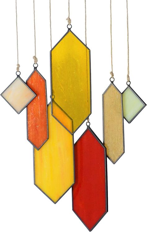 beautiful mixed Stain Glass crystal set stain glass sun catcher window hanging Sun Catcher Window, Element Earth, Glass Suncatchers, Earth Tone Color, Glass Wind Chimes, Whimsical Home, Stained Glass Window Hanging, Stained Glass Suncatchers, Stained Glass Diy