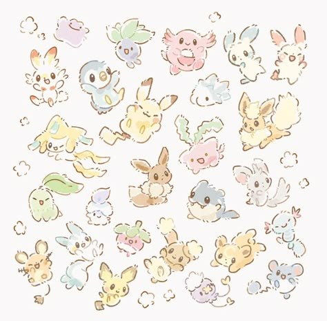 Cute Easy Doodles, Pokemon Tattoo, Cute Pokemon Pictures, Little Animals, Pokemon Eevee, 카드 디자인, Cute Pokemon Wallpaper, Cute Doodles Drawings, Cute Kawaii Drawings