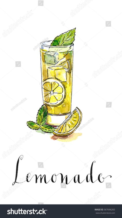 Sliced Lemon, Glass Of Lemonade, Stock Market Trading, Lemon Watercolor, Cocktail Illustration, Juice Ice, Linoleum Block Printing, Useful Ideas, Lemon Lemonade