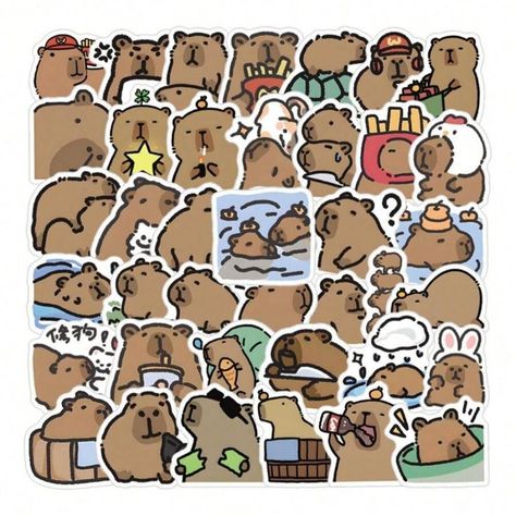 50pcs/Pack Capybara Meme Aesthetic Stickers Cute Cartoon Funny Color: Black Suitable Age: Over 12years Material: Pvc Capybara Meme, Cartoon Funny, Stickers Cute, Aesthetic Stickers, Funny Cartoons, Cute Cartoon, Memes, Funny, Fast Delivery