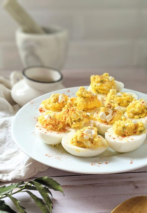 Cottage Cheese Deviled Eggs Recipe (High Protein) High Protein Deviled Eggs, Deviled Eggs With Cottage Cheese, Cottage Cheese Deviled Eggs, Protein Deviled Eggs, Deviled Eggs Healthy, Postpartum Nourishment, Cottage Cheese Smoothie, Protein Cottage Cheese, Cottage Cheese Pasta