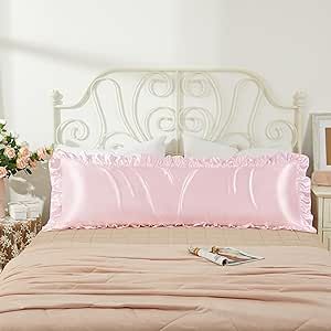 HommxJF Silky Satin Ruffled Body Pillow Cases for Hair and Skin,Blush Pink Satin Body Pillowcases Standard Pillowcases with Envelope Closure Princess Room Decoration (Blush Pink, Body (20x54)) Ruffle Pillow Case, Princess Room Decor, Pretty Pillows, Satin Fabrics, Ruffle Pillow, Satin Sheets, Princess Room, Pretty Pillow, Satin Pillowcase