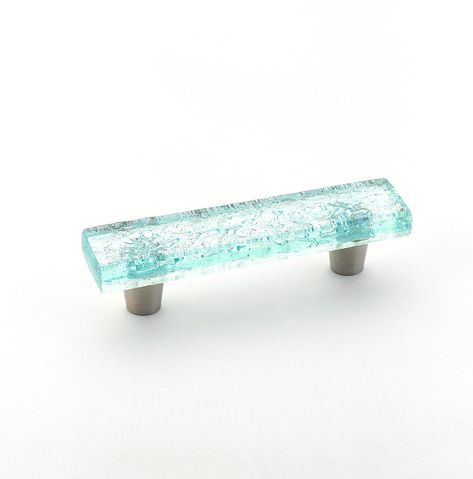 Ice, Pull, Aqua Pearl, 3" cc Kitchen Appliances Luxury, Glass Bar, Cabinet Hardware Pulls, Aqua Glass, Decorative Knobs, Coastal Kitchen, Beach House Interior, Cabinet And Drawer Pulls, Coastal Farmhouse