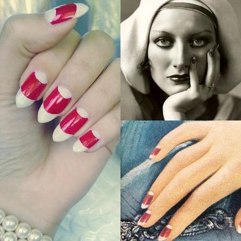 1930'S Vintage Manicure. 1920s Nails, Idda Van Munster, Half Moon Nails, Moon Manicure, Retro Nails, Spring Nail Trends, Vintage Nails, Modern Nails, Silent Film