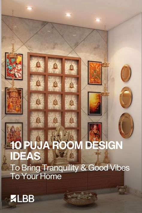 Here are10 pooja room design ideas to help you redecorate your home and to also prep for the festive season. Simple Puja Room Design Indian, Pooja Room Painting Ideas, Wallpaper For Pooja Room, Pooja Room Wallpaper, Luxury Pooja Room Design, Pooja Room Design Ideas, Puja Room Design Indian Modern, Pooja Room Ideas Indian Traditional, Pooja Room Decoration Ideas