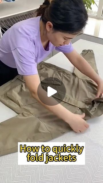 How To Folding on Instagram: "How to fold jackets😆#foldingclothes #jacket #storage #howtofold #tips #fyp" How To Fold A Jacket For Travel, How To Fold Jackets To Save Space, How To Fold A Jacket, Jacket Folding Hack, Folding Jackets, Fold Jacket, How To Fold Sweaters, Jacket Storage, Shirt Folding