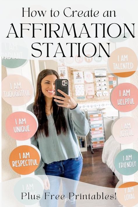 How to create an affirmation station in your classroom. Plus, cute free affirmation station printables to get you started! High School Affirmation Mirror, Positive Affirmation Mirror, Affirmation Station, Classroom Elementary, Classroom Goals, Positive Books, Classroom Board, Special Education Students, Learning Methods