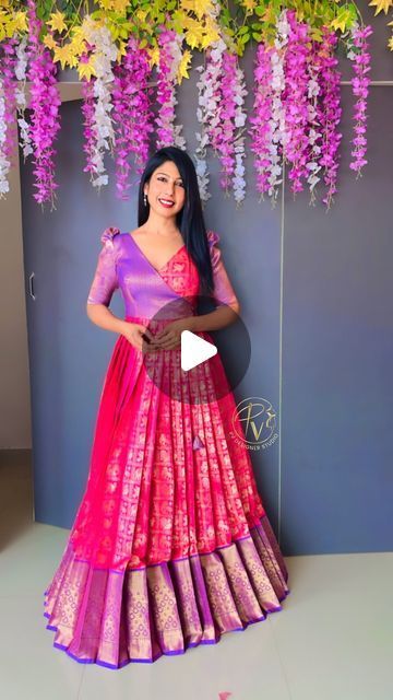 PV Designer Studio on Instagram: "“Making heads turn with this incredible gown.” # Gown from @pvdesignerstudio . . . Product code:Meera Fabric: semi silk saree converted as gown# Price:2399/ It can be customised as lehenga blouse Colours available. Our designers will connect you for measurements details Dm for order and enquiries" Gowns Made Out Of Saree, Silk Saree To Gown Convert Designs, Silk Saree Into Gown, Saree As A Lehenga, Saree Turned Into Lehenga, Silk Saree To Gown Convert, Saree To Gown Convert Ideas, Saree Dress Design Ideas Frock, Saree Upcycle Dresses