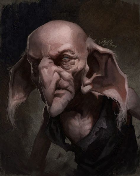 ArtStation - Kreacher Harry Potter Portraits, Greg Rutkowski, House Elf, Elf House, Painting Inspiration, The House, Elf, Concept Art, Harry Potter