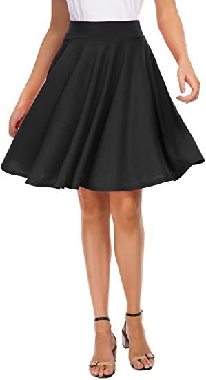 EXCHIC Women’s Basic Skirt A-Line Midi Dress Casual Stretchy Mini Skater Skirt at Amazon Women’s Clothing store Midi Skater Skirt, Poodle Skirts, Teacher Clothing, Black Skater Skirts, Mini Skater Skirt, Basic Skirt, Ideal Wardrobe, Professional Wardrobe, Women Skirts