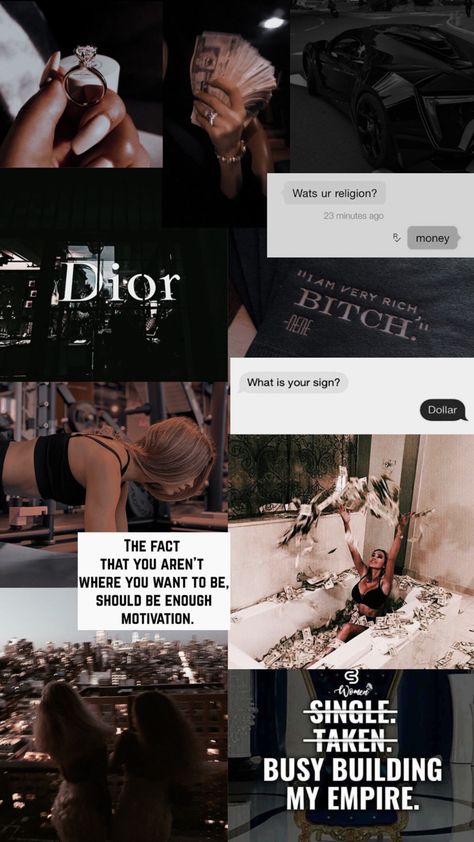 Rich Baddie Aesthetic Wallpaper, Study Desktop Wallpaper Aesthetic, Dark Rich Aesthetic Wallpaper, Black Luxury Aesthetic Wallpaper Laptop, Mafia Aesthetics Boss Girl, Boujee Aesthetic Collage, Dark Luxury Aesthetic Collage, Girl Boss Wallpaper, Vision Board Collage