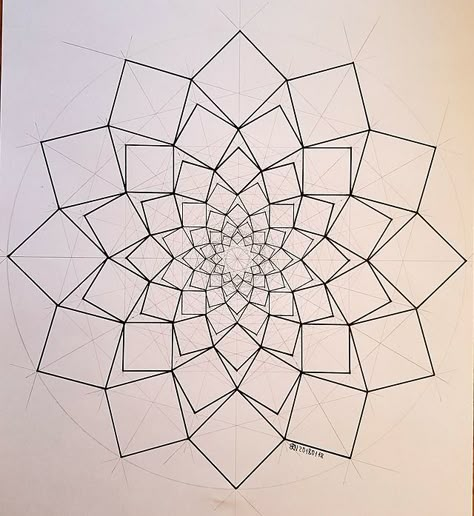 Fractal Drawing, Mandala Art Simple Design, Sacred Geometry Art Mandalas, Square Geometry, Fractal Geometry, Sacred Geometry Patterns, Sacred Geometry Symbols, Geometric Design Art, Geometric Pattern Art