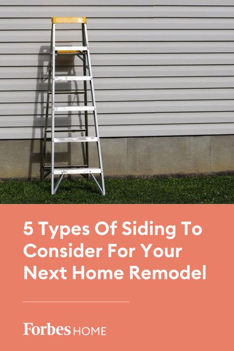 The type of siding you choose to install on your house is a big decision, and it’s often a difficult one considering there are numerous options to choose from. #forbeshome breaks down the 5 types of siding to consider for your home remodel. #siding #sidingcolors #sidingchoices #vinylsiding #woodsiding #metalsiding #fibercementsiding #bricksiding Different Types Of Siding For Houses, Types Of Siding For Houses, Best Siding For House, Types Of House Siding, Siding Types, House Siding Options, Siding Choices, Types Of Siding, Brick Siding