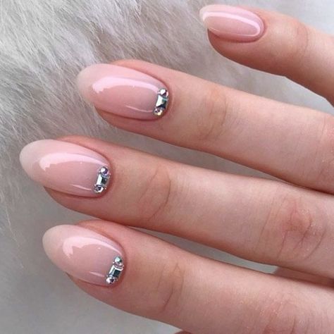 Stone Nail Art, Nude Nail, Nails Design With Rhinestones, Nails Prom, Gem Nails, Nail Designs Glitter, Nail Art Rhinestones, Simple Nail Designs, Bridal Nails