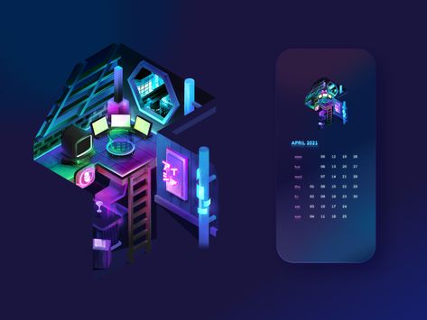 [April] Cyberpunk City 2021 Calendar by Aisha Ahya on Dribbble Neon Calender Icon, Cyberpunk Website Design, Cyberpunk Social Media Design, Calendar Design Layout, Creative Calendar, Digital Calendar, 2021 Calendar, Cyberpunk City, Calendar Design