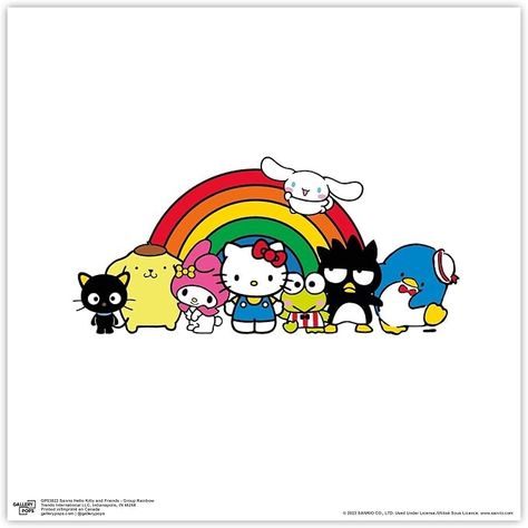 Amazon.com: Trends International Gallery Pops Sanrio Hello Kitty and Friends - Group Rainbow Wall Art Wall Poster, 12.00" x 12.00", White Frame Version: Posters & Prints All Out Anime, 1980s Kids, Groups Poster, Friends Poster, Hello Kitty And Friends, Christmas Barbie, Hello Kitty Characters, Kitty Drawing, Rainbow Wall Art