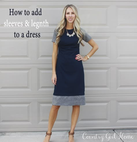 COUNTRY GIRL HOME : Sheath Dress Refashion.  How to add sleeves and length to a dress. Sewing Alterations, Add Sleeves, Altering Clothes, Recycle Clothes, Refashion Clothes, Clothing Hacks, Upcycle Clothes, Sewing Clothes, Sewing Inspiration