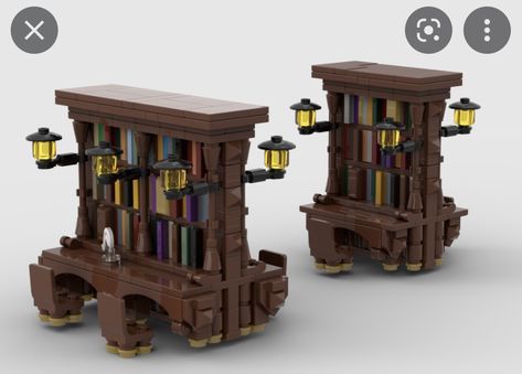 Lego Bookshelf, Lego Display Shelf, Lego Harry Potter Moc, Lego Library, Harry Potter Library, Harry Potter Lego, Hogwarts Library, Lego Universe, Lego Furniture