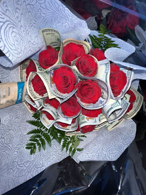 Roses And Money, Money Wrapped Roses, Roses With Money, Roses With Money Wrapped Around, Glitter Money Roses, Big Bouquet Of Roses Birthday, Roses Bouquet Gift 1-800-flowers, Wrapping Money, Lux Gifts