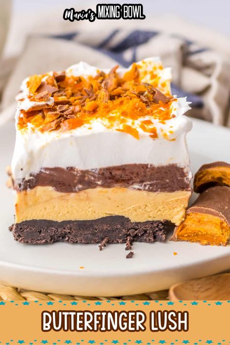 Butterfinger Lush, Cheese Fudge, Sweet Potato Pecan, Icebox Cake Recipes, Oreo Cookie Crust, Peanut Butter No Bake, Peach Cake, Dessert Easy, Pecan Cake