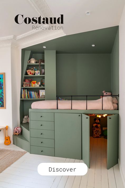 Kids Built In Beds, Kids Room Bunk Bed, Bunk Bed Ideas, Bed Nook, Kids Rooms Inspo, Small Kids Room, Hacks Ikea, Built In Bunks, Kids Bedroom Inspiration