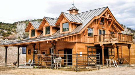 The Hot New Trend Where You Live With Your Horses | Horse&Rider House With Stables, Barn With Living Quarters, Barn Apartment, Dream Horse Barns, Horse Barn Plans, Barn Living, Barndominium Floor Plans, Barn Plans, Dream Barn