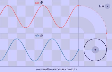 graph of sine from unit circle animation Formula Rules, Graph Animation, Math Graph, Circle Formula, Sin Cos, Angles Math, Graphing Functions, Unit Circle, Circle Animation