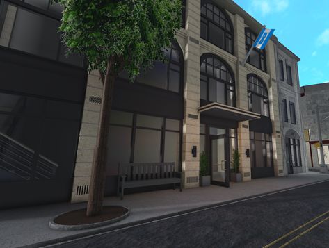 Bloxburg Car Dealership, Bloxburg Nyc Townhouse, Bloxburg Nyc Building, Bloxburg School Outside, Bloxburg City Exterior, Bloxburg Town Realistic, Bloxburg City Hacks, Bloxburg Shop Exterior, Bloxburg Skyscraper