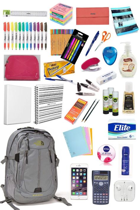 I was trying to figure out what supplies I would need for college and this answered those question! Highschool Pictures, Best School Supplies, School Supplies For College, Supplies For College, Essential School Supplies, College Backpack Essentials, High School Supplies, School Emergency Kit, What's In My Backpack