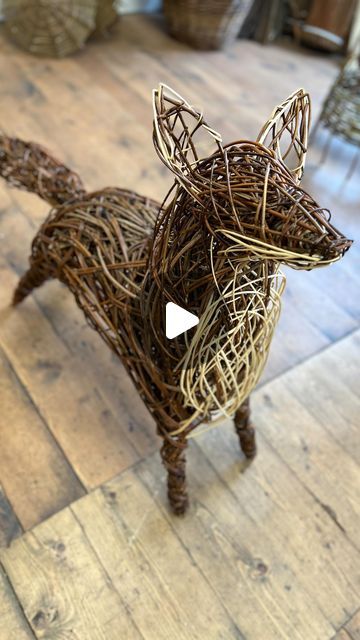 Creative Basket Maker | Educator on Instagram: "My latest Willow Fox 🦊 but what should I name him…? #foxsculpture #willowsculpture #creativewithnature #naturalsculpture #inspiredbynature #britishwildlife #foxtail #learntoweave #lovewillow" Willow Animals Sculpture, Willow Animals, Twig Crafts, Willow Basket, I Name, Willow Weaving, British Wildlife, Unique Sculptures, Animal Sculpture