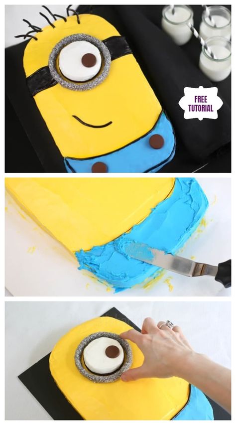 Minion Cake Birthday, Diy Minion Cupcakes Easy, Minion Treats, How To Make A Minion Cake, Minion Cake Design, Despicable Me Birthday, Minion Sheet Cake, Homemade Minion Costumes, Despicable Me Cake