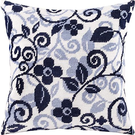 Amazon.com: Floral Twirls. Needlepoint Kit. Throw Pillow 16�×16 Inches. Printed Tapestry Canvas, European Quality : Home & Kitchen Cross Stitch Pillow Case, Needlepoint Pillow Kits, Tent Stitch, Cross Stitch Cushion, Needlepoint Pillow, Diy Bead Embroidery, Cross Stitch Pillow, Tapestry Cushion, Needlepoint Tapestry