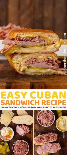 Easy Cuban Sandwich, Sandwich Recipes Dinner, Cuban Sandwich Recipe, Pressed Sandwich, Dinner Then Dessert, Creamy Mustard Sauce, Best Sandwich Recipes, Panini Recipes, Panini Sandwiches