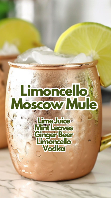 Limoncello Mule, Lemon Moscow Mule, Summer Moscow Mule, Cocktails With Limoncello, Lemonchello Drinks Limoncello Recipe, Ginger Mule, Classic Vodka Cocktails, Ginger Beer Cocktail, Limoncello Cocktails