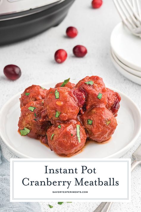 Instant Pot Cranberry Meatballs Party Meatballs in the Instant Pot - These Cranberry Chili Meatballs, made with only 4 ingredients ,will become your go-to cocktail meatballs recipe! The perfect appetizer for any gathering! #instantpotcranberrymeatballs Cranberry Chili Meatballs, Chili Meatballs, Cocktail Meatball Recipes, Party Meatballs, Cranberry Meatballs, Jellied Cranberry Sauce, Cocktail Meatballs, Leftover Cranberry Sauce, Crock Pot Meatballs