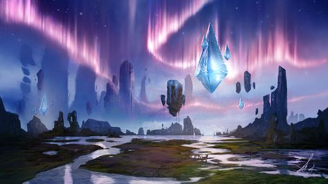 Orum - Taruwa by Petros-Stefanidis Crystal City, Magic Land, Magical Stones, Fantasy Setting, Fantasy Places, D&d Dungeons And Dragons, Landscape Scenery, Fantasy Art Landscapes, City Landscape