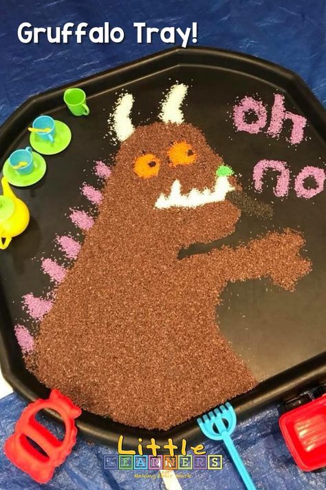 Gruffalo Activities, Happy World Book Day, Coloured Rice, Gruffalo's Child, Sensory Games, Baby Sensory Play, Nursery Activities, Colored Rice, The Gruffalo