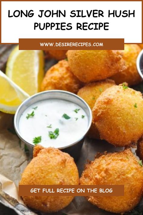 Elevate your dinner party or Thanksgiving feast with the golden goodness of Long John Silver's Hush Puppies Recipe. Recreate these crispy delights at home, featuring the perfect blend of cornmeal and seasonings. Impress your guests with the homemade flavors that capture the essence of seafood shack indulgence, turning every bite into a celebration of deep-fried delight. 🍤🍽️ #ThanksgivingRecipe #DinnerPartyDelight #HushPuppiesMagic Long John Silver Copycat Recipe, Long John Silvers Fish Recipe Hush Puppies, Copycat Hushpuppy Recipes, Hush Puppies Recipe Long John Silvers, Long John Silver Hush Puppies Recipe, How To Make Hush Puppies, Diy Hush Puppies, Copycat Long John Silvers Hush Puppies, Long John Silvers Hush Puppies Recipe