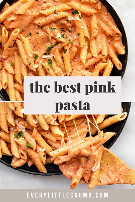 Pink Pasta Sauce Recipes Video, Easy Red Sauce Pasta, Pasta Creamy Red Sauce, Pasta Recipes Rose Sauce, Pink Pasta With Chicken, Pasta Dishes Red Sauce, Creamy Rose Pasta Sauce, Rose Pasta Sauce Recipe, Chicken Pasta Rose Sauce